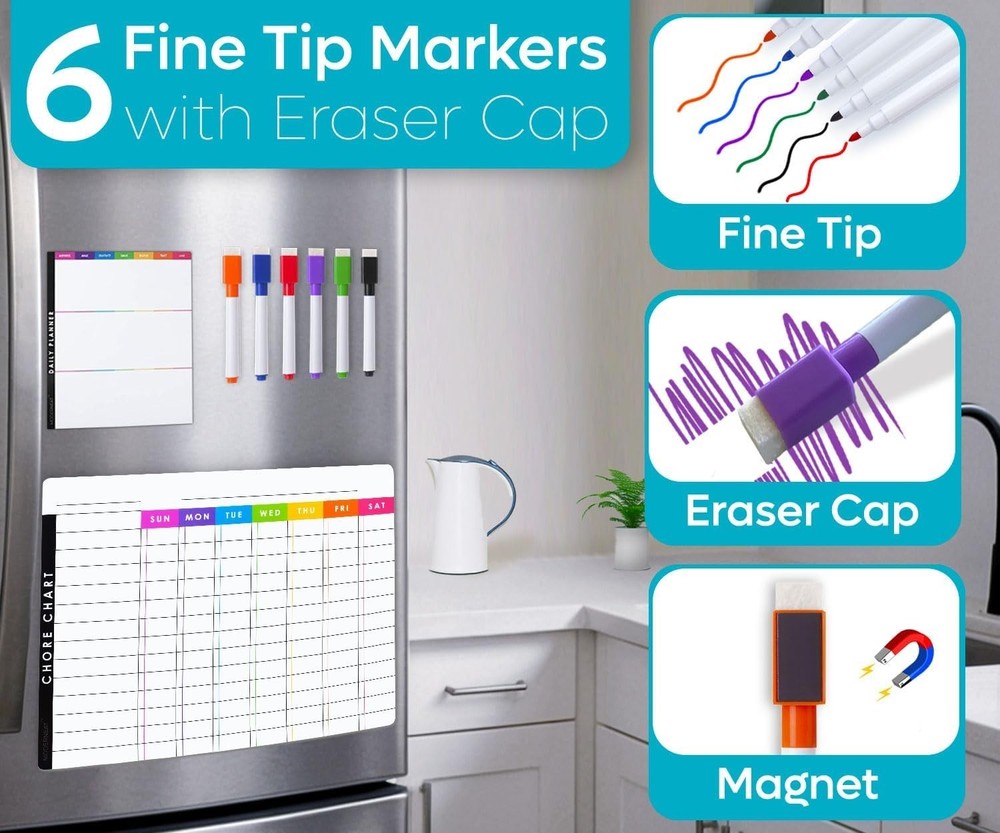 Multi-User Magnetic Whiteboard & Chore Chart Set - Bring Fun to Responsibility