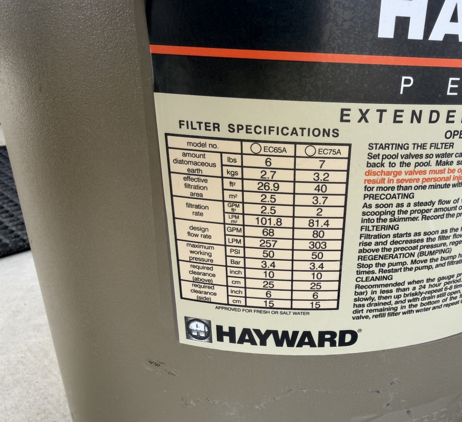 Pre-Owned Genuine Hayward EC65A Perflex Extended Cycle D.E. BOTTOM HALF