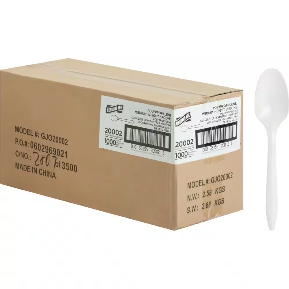 White Polypropylene Medium-Weight Spoons