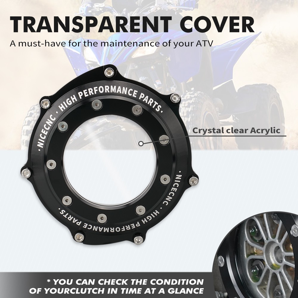 For YAMAHA YFZ450R Observing Window Clutch Cover Guard + Gasket 2009-2024 Black