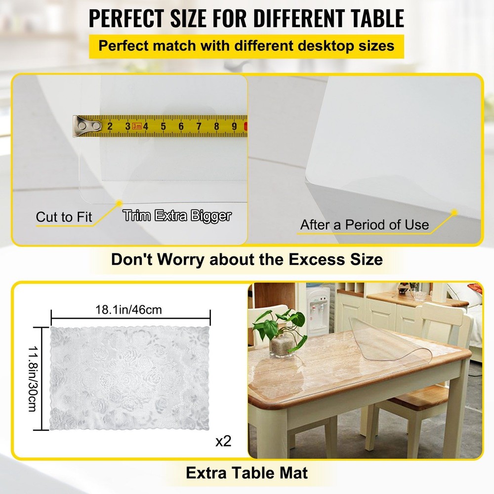 Plastic Table Cover 24x60" 1.5 mm Thick Table Protector Rectangle Clear Desk Mat