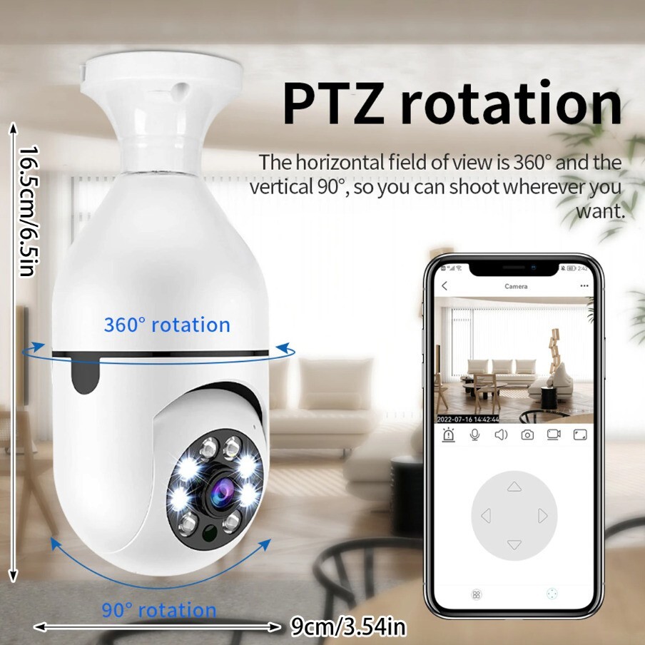 3Pcs Wireless WiFi Security Camera System Outdoor Night Vision E27 1080P Smart