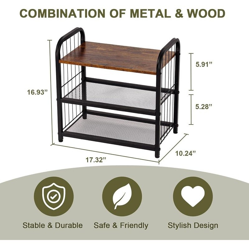 Compact 3 Tier Shoe Rack Easy Assembly Adjustable Storage Organizer Space Saving