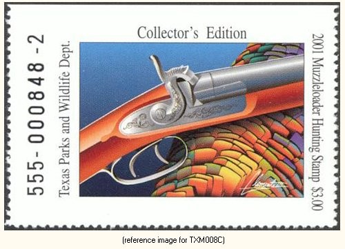 HALFPRICEHUNT Texas Muzzle-loader Stamp 2001 ($3.00)