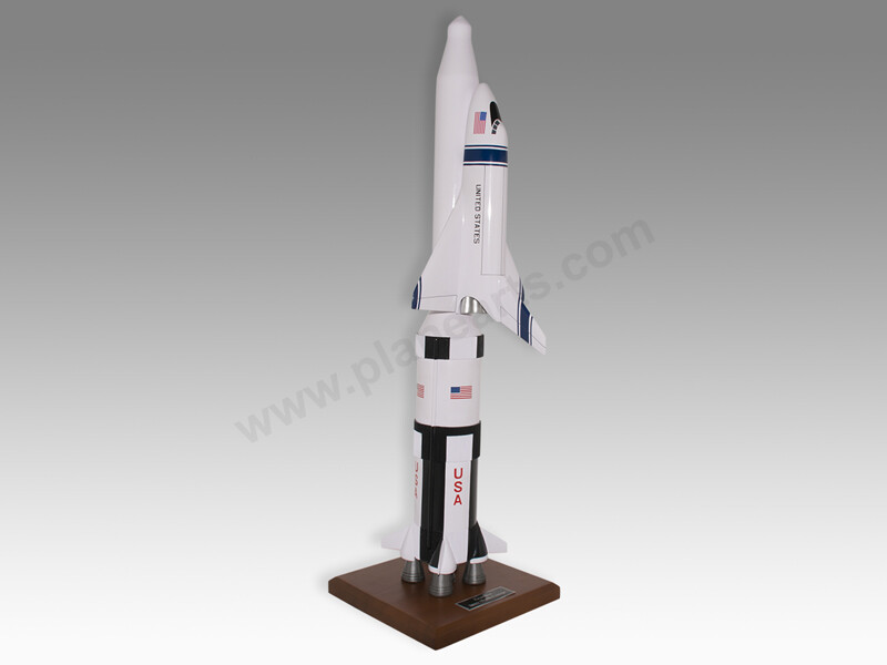 Saturn V NASA Moon Rocket with Shuttle Orbiter Solid Wood Handmade Desktop Model
