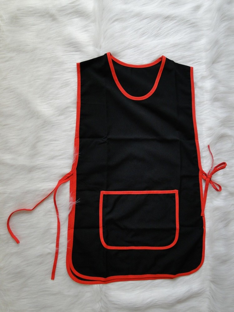 Black Popover Apron with Red Border