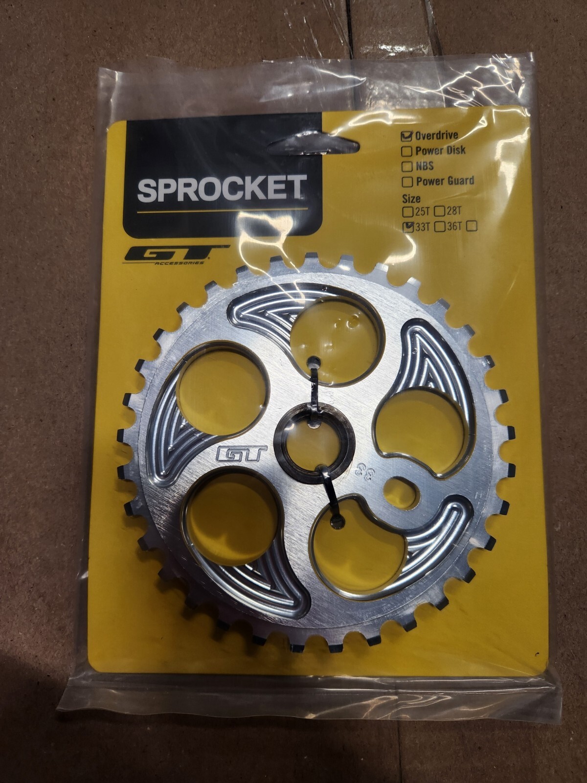 GT Overdrive 33t Silver BMX Sprocket 6061 Aluminum 19mm Adapter Included