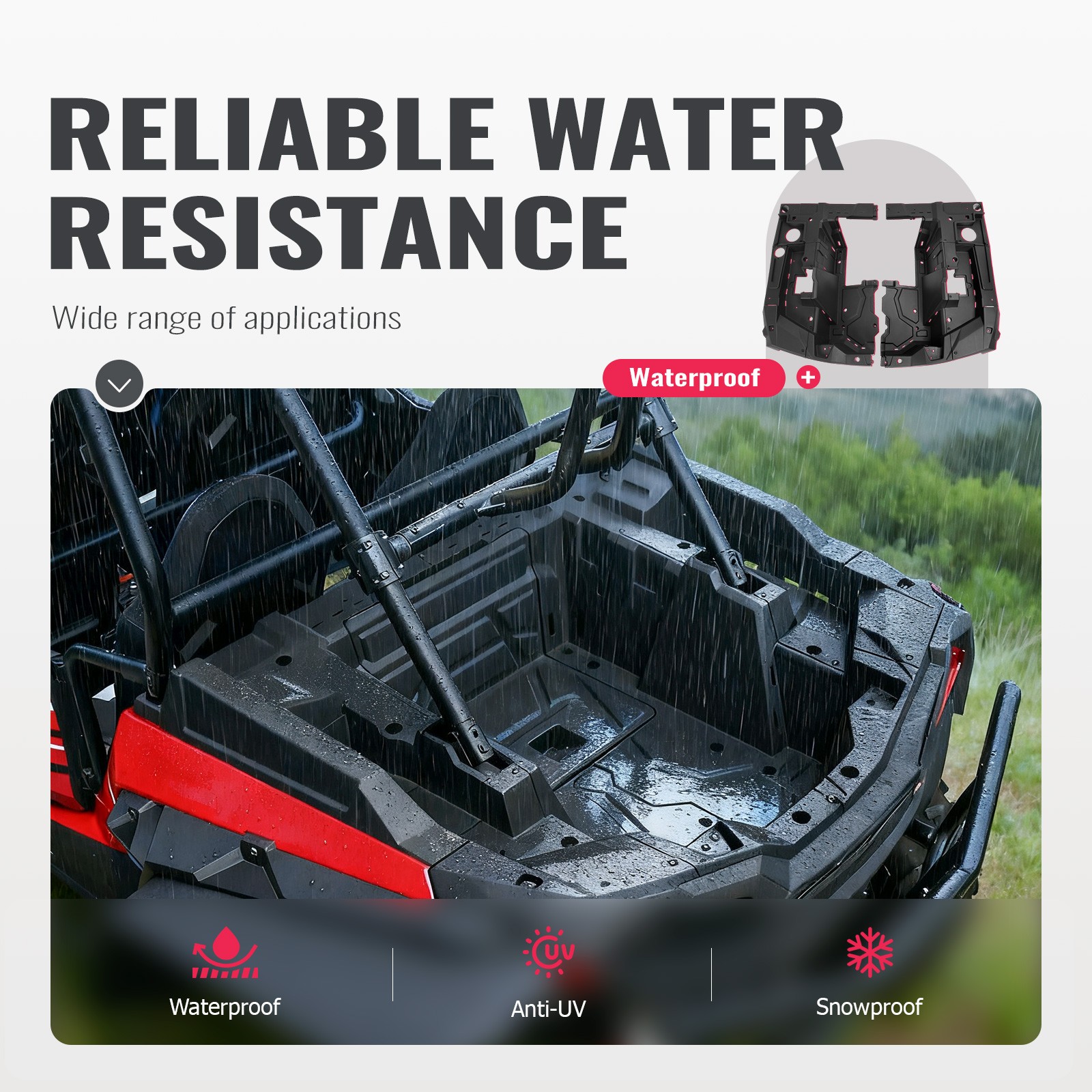 For Polaris RZR XP 1000 2014-2023 Left & Right Textured Rear Bed Box Section