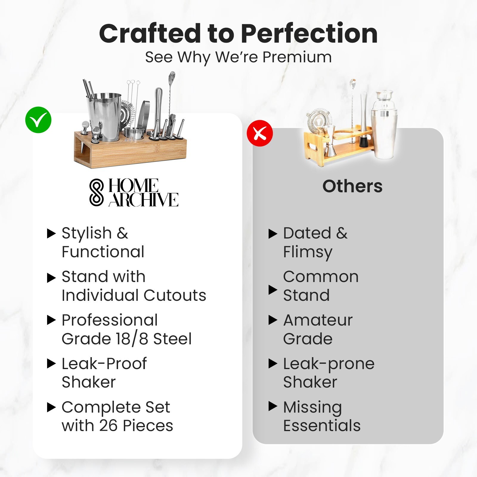 26-Piece Bartender Kit Cocktail Shaker Set with Bamboo Stand – Bar Tools Set