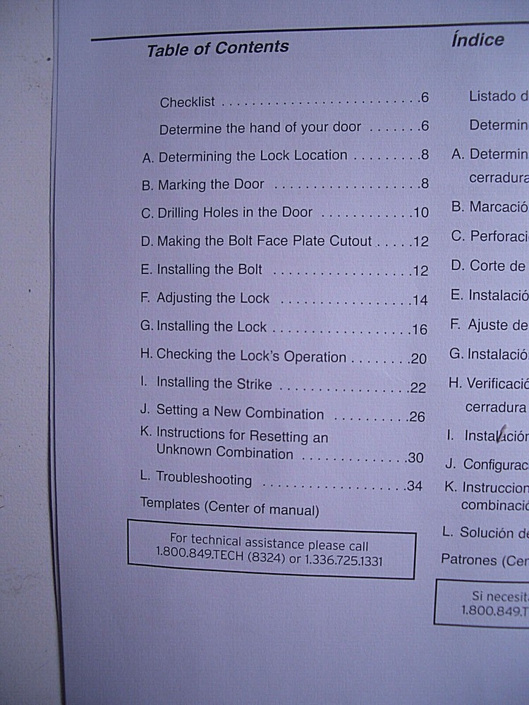 "KABA" SIMPLEX 7102/7108 SERIES PUSHBUTTON LOCK INSTALLATION INSTRUCTIONS/MANUAL