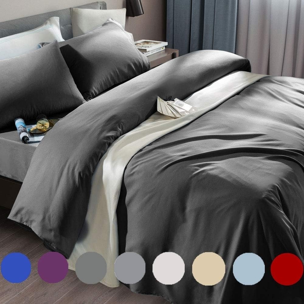 Queen Size Soft Microfiber Sheets - 6 Piece Set - Dark Grey