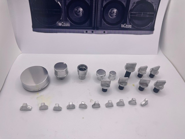 Ghetto Blaster/Sharp GF 777 Replica knobs/ sliders set/Update True Chrome