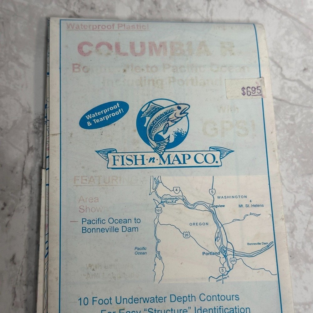 Fish n Map Co Columbia River Map Waterproof Plastic