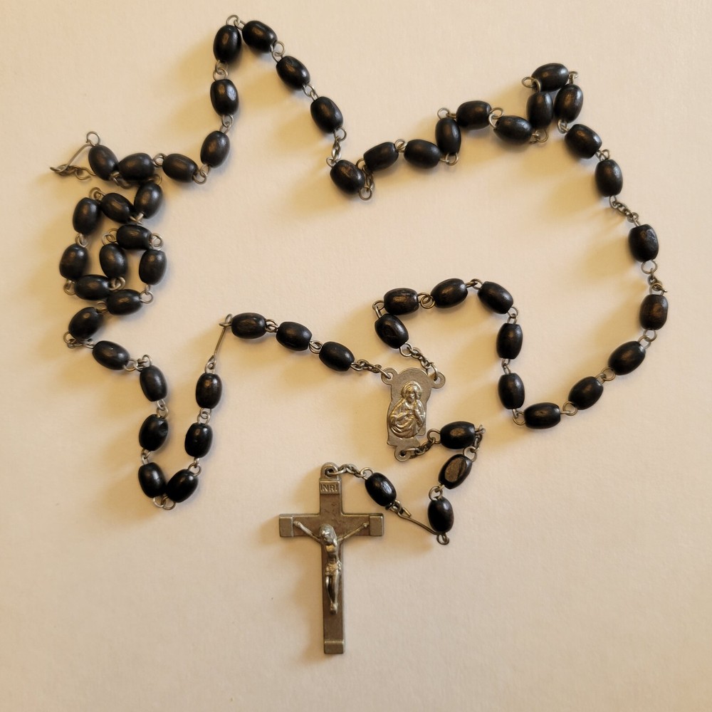 Vintage Black and Silvertone Rosary Older Rosary