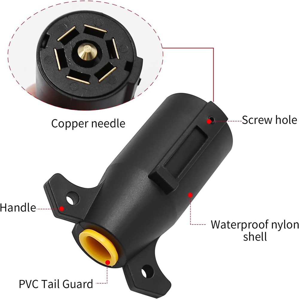 Pair 7 Way Round RV Style Trailer Light Plug Connector Replacement End Blade