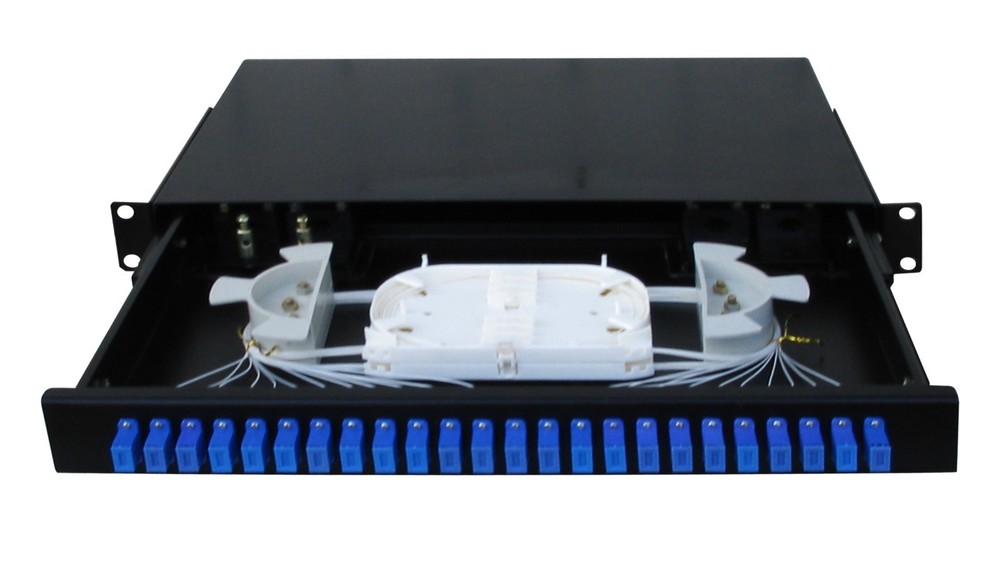 Fiber Optic Patch Panel,1U,Rackmount,24 Port Loaded SC Simplex-3246
