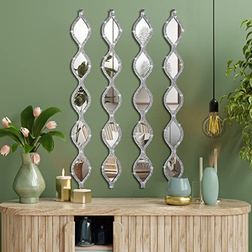 Teardrop Mirror Wall Decor Decorative Mirror Rustic Crush Diamond 4 Silver