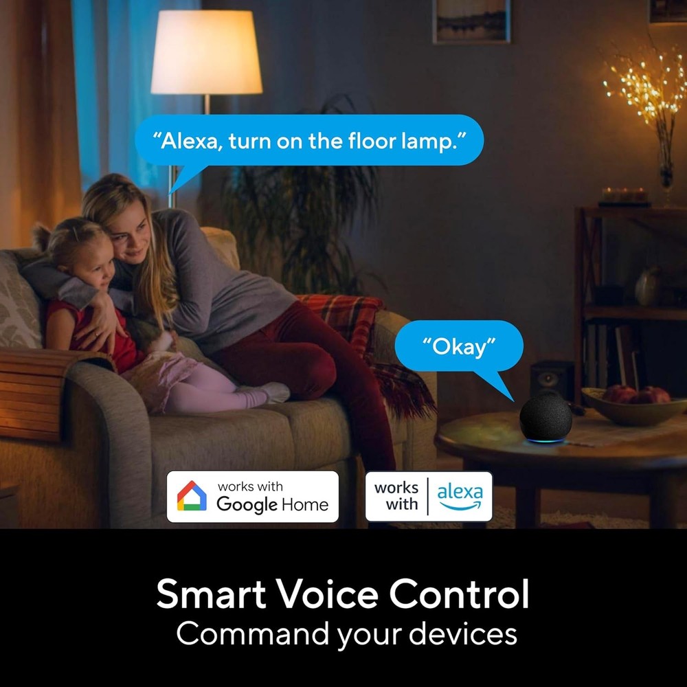 2 Pack 15A Wi-Fi Smart Plug with Remote Control, Compatible with Alexa & Google