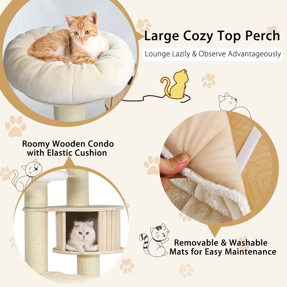 Petsjoy Cat Tree Condo 77.5” Multi-Level Kitten Activity Tower w/ Sisal Posts