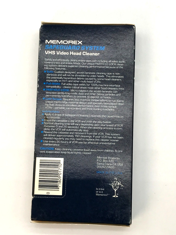 VHS MEMOREX Safeguard System Video Head Cleaner