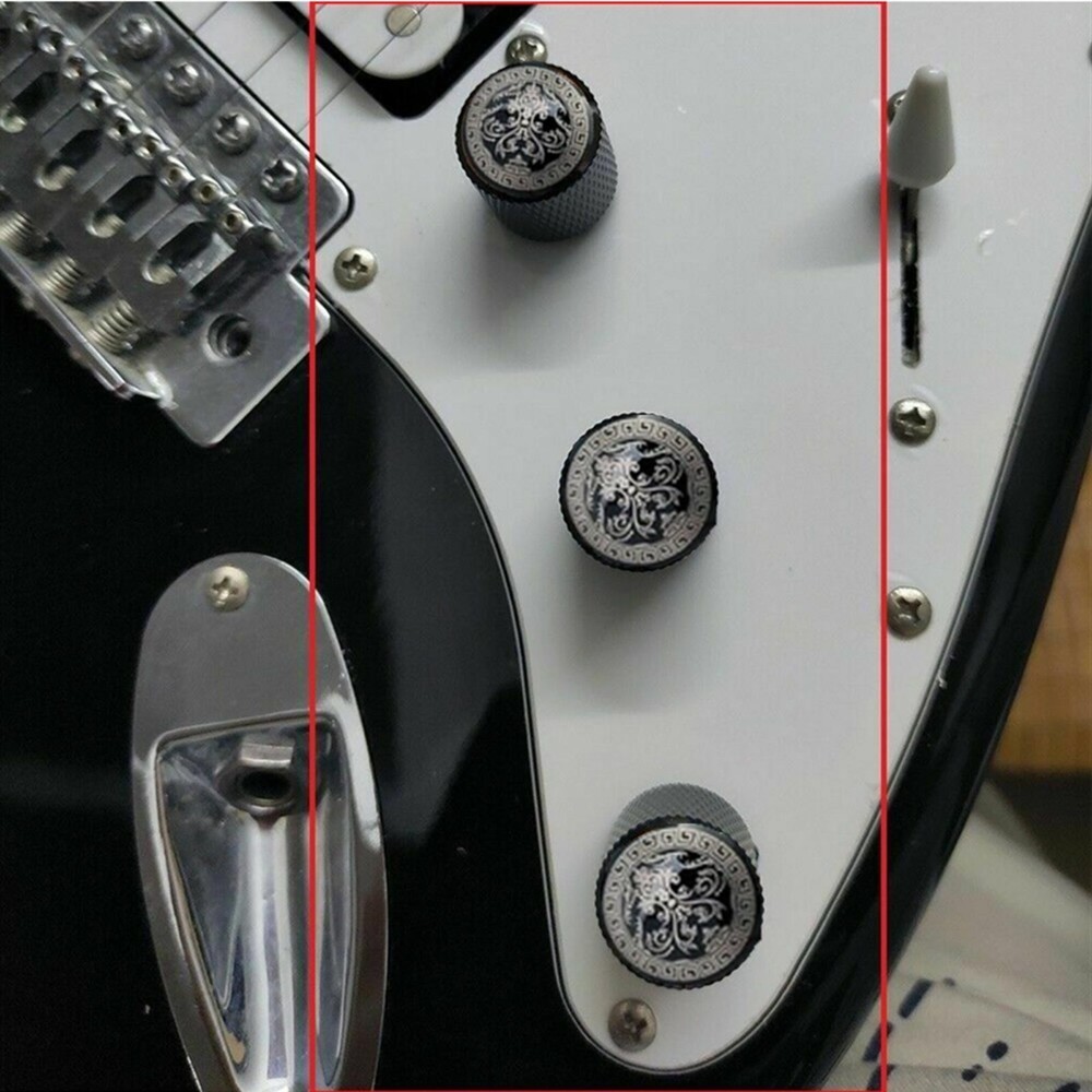 3pcs Electric Guitar Volume Tone Control Dome Knobs Metal Potentiometer Caps d