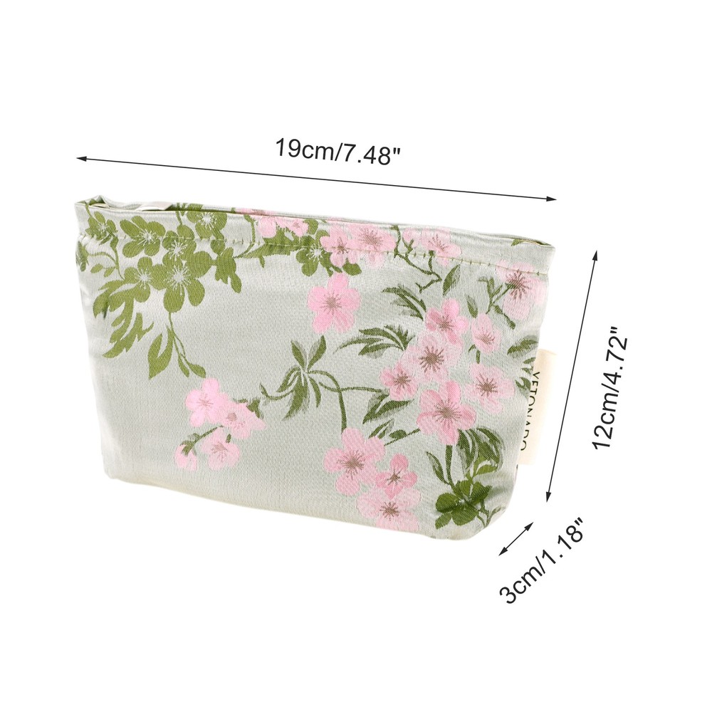 1 Pc Portable Cherry Blossom Makeup Bag Medium Green