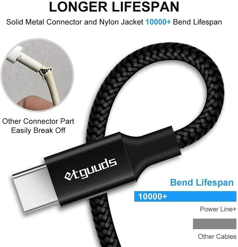 Long USB C Cable 15Ft, USB 2.0 to USB Type C Cable Fast Charging Nylon