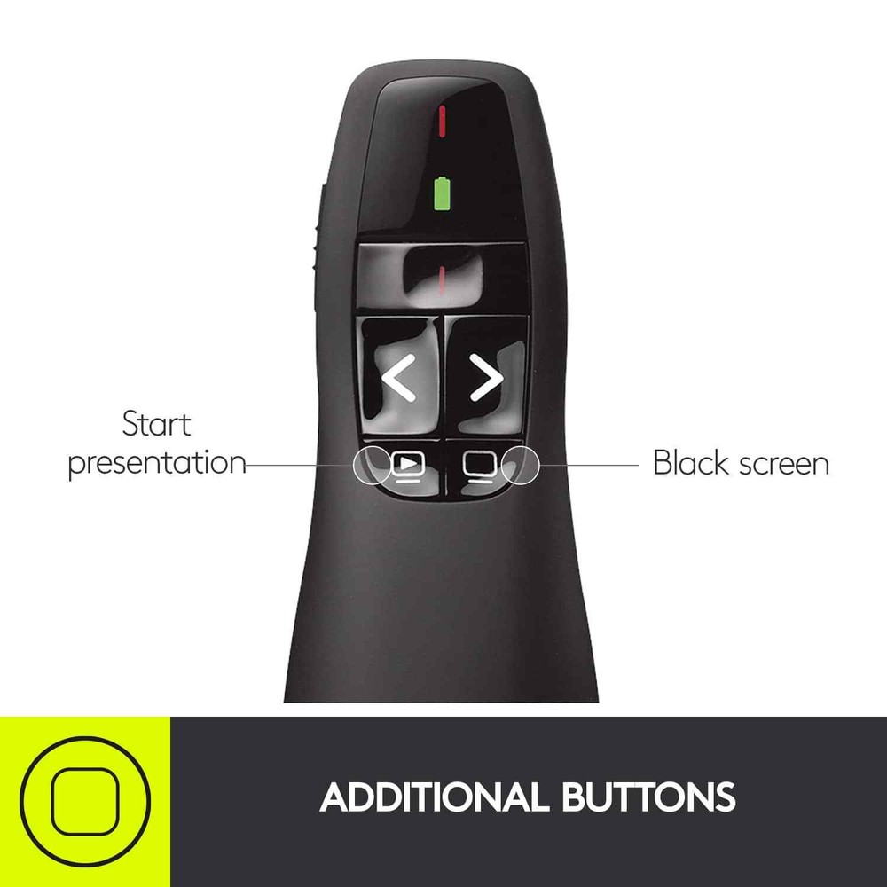Logitech - R400 Presenter Remote Control - Black