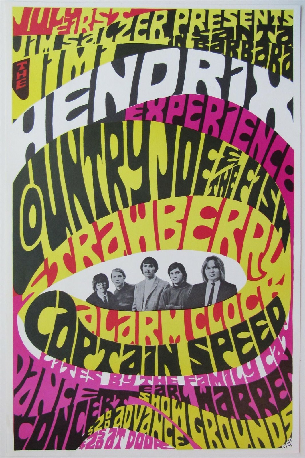 JIMI HENDRIX in Santa Barbara, 1967 - AUTHENTIC POSTER