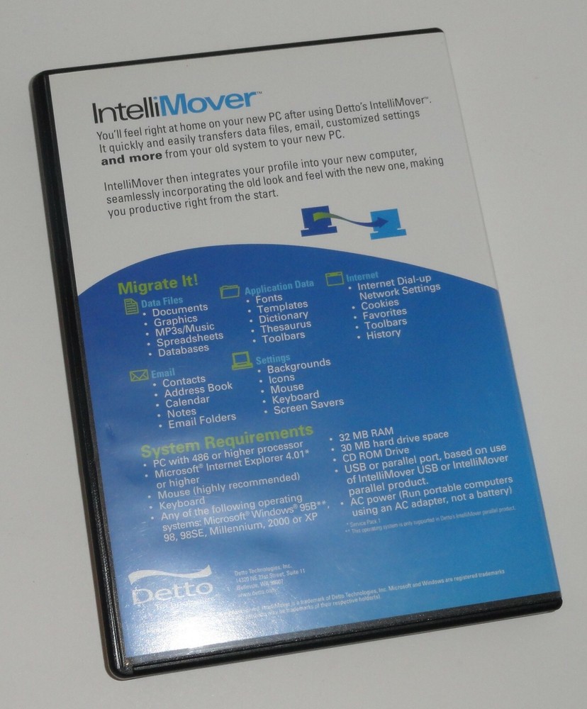 Detto IntelliMover v3.0 USB Cable & CD-ROM Data Transfer Software 2001