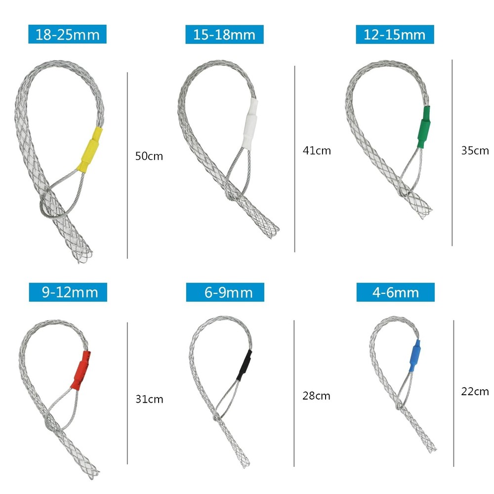 6pcs As A Set Cable Puller Socks Cable Pulling Sock Grip Wire Eye Mesh Wire Grip