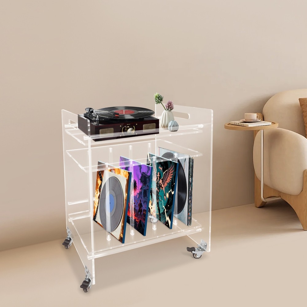Clear Record Player Stand Record Storage Stand Record Player Stand Table Display