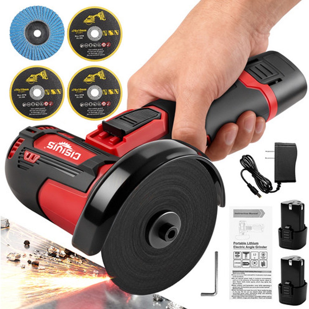 3" 12V Cordless Angle Grinder, Mini Cut-Off Tool & Polisher for Metal, Wood