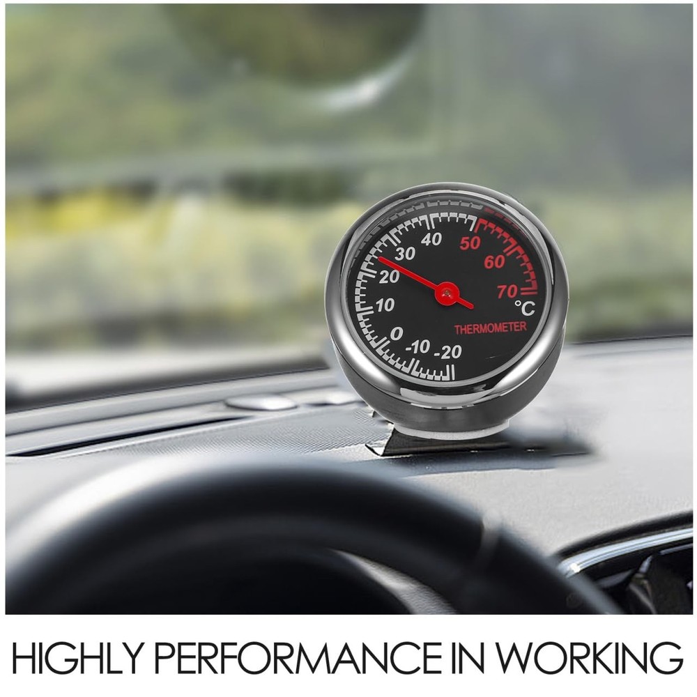Car Thermometer Analog Mechanical with Luminous Steel Core Pointer Mini Therm...
