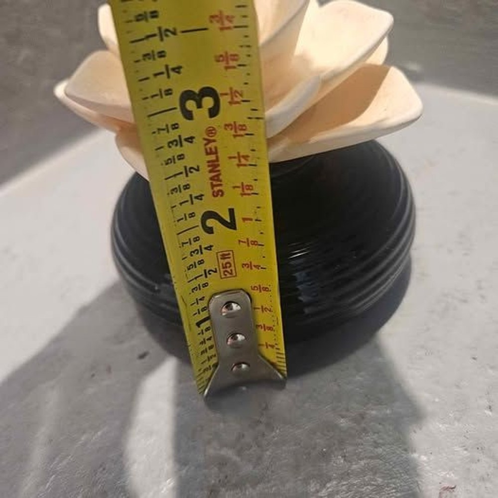 Party Lite Ceramic Rose Diffuser 4" x 3" Black Base Cream Colored Rose