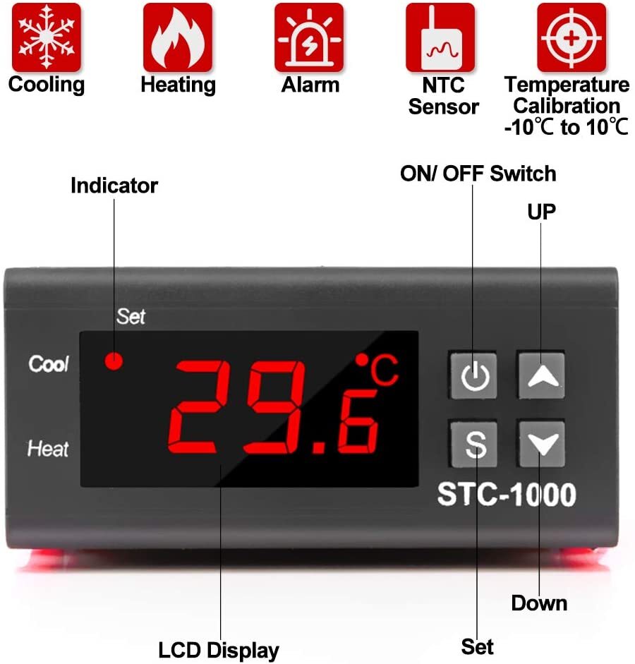 AC 110V Universal STC-1000 Digital Temperature Controller Thermostat w/ Sensor