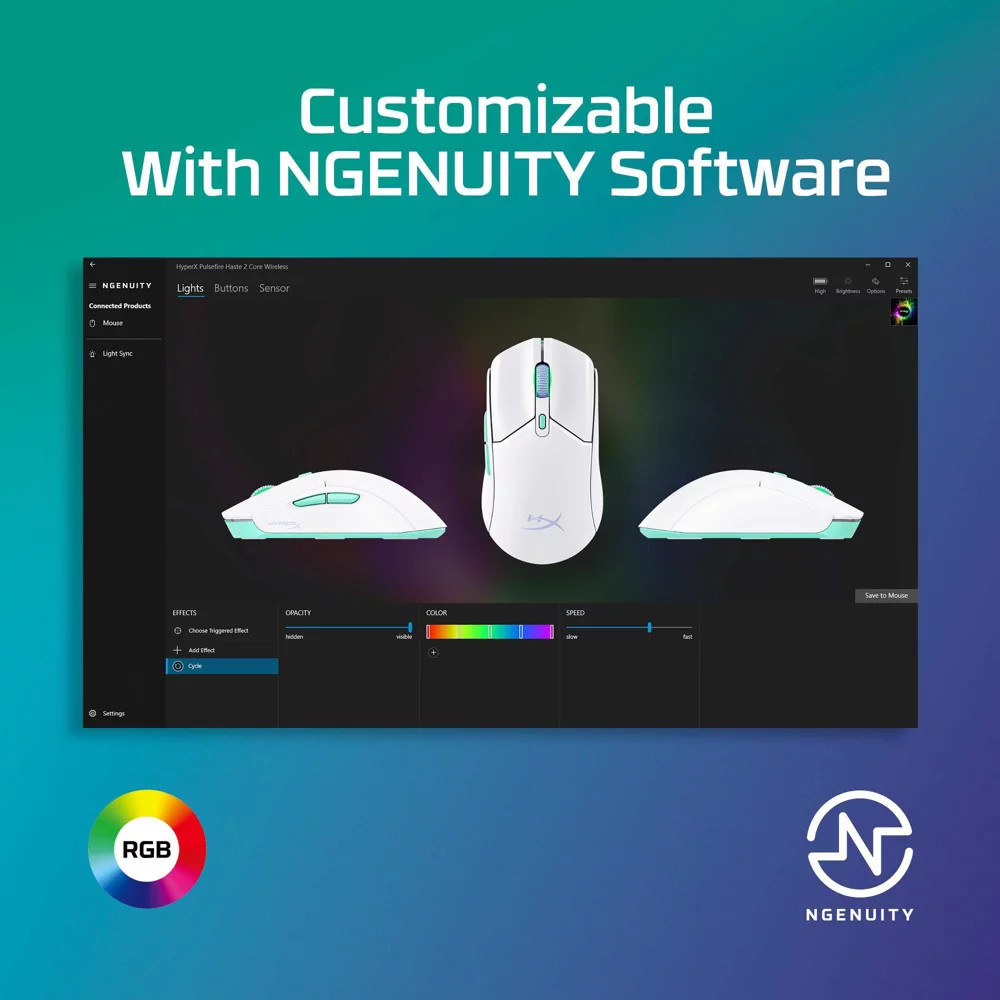 HyperX Pulsefire Haste 2 Core Wireless Gaming Mouse for PC - White