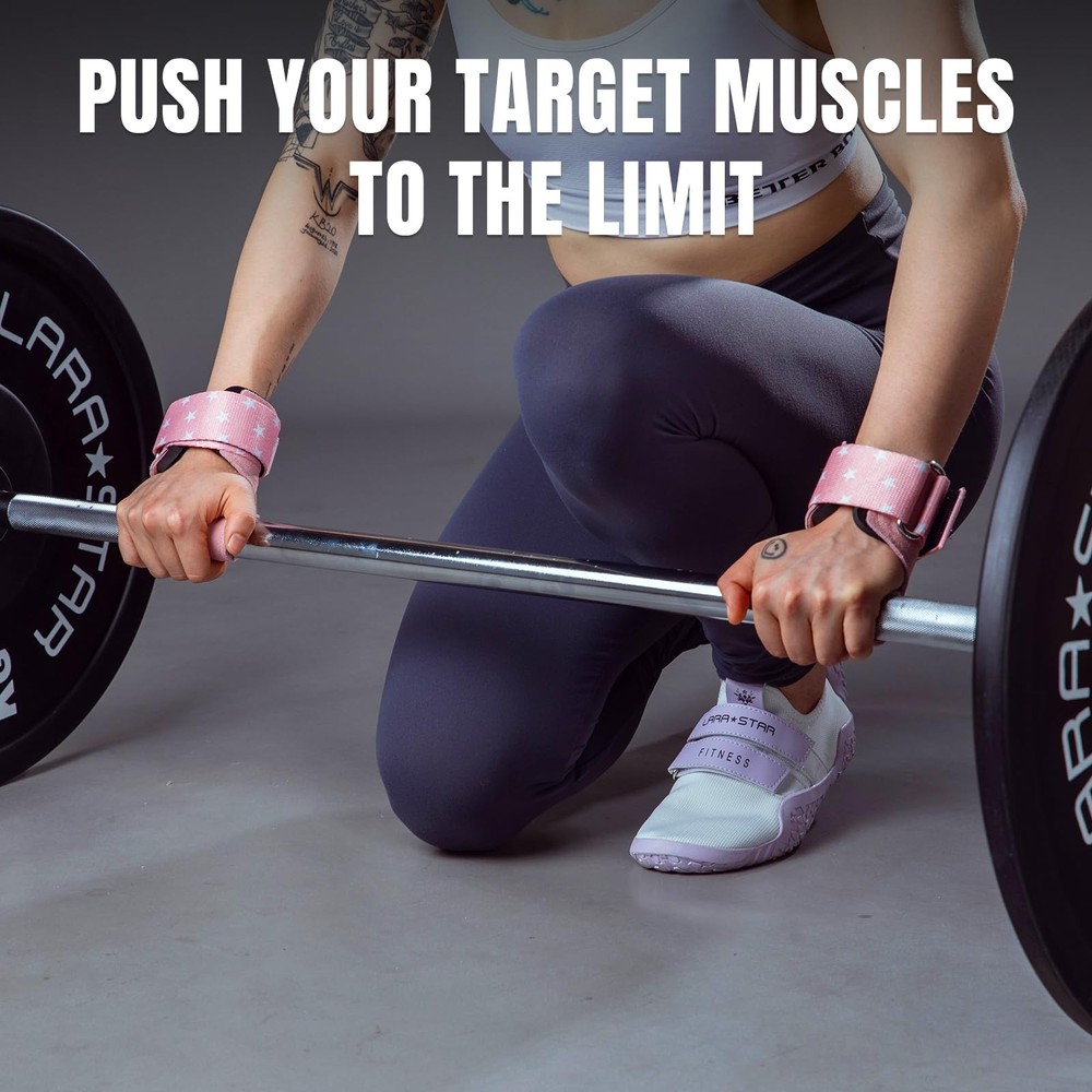 MANUEKLEAR Gym Straps, Double Leather Lifting One Size, Size - Pink