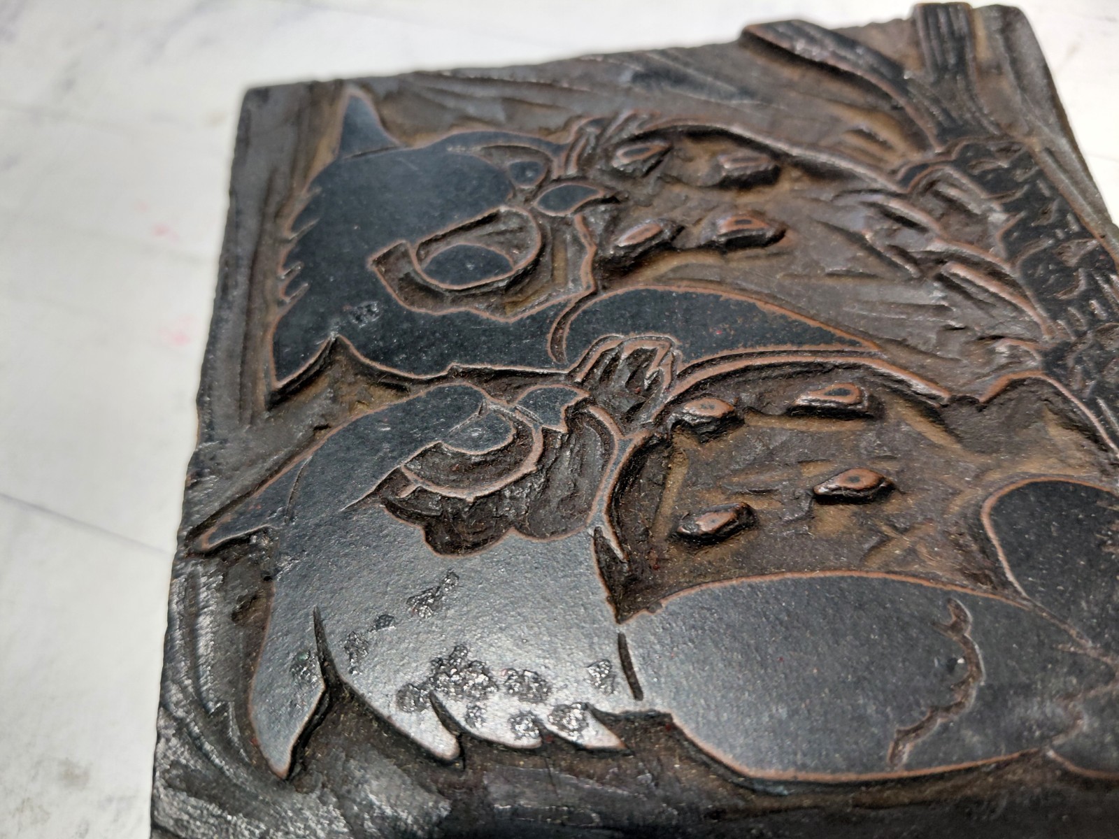 Vintage Wood Printing Block Owls Birds Carved Stamp Letterpress Art Decor 3.5"