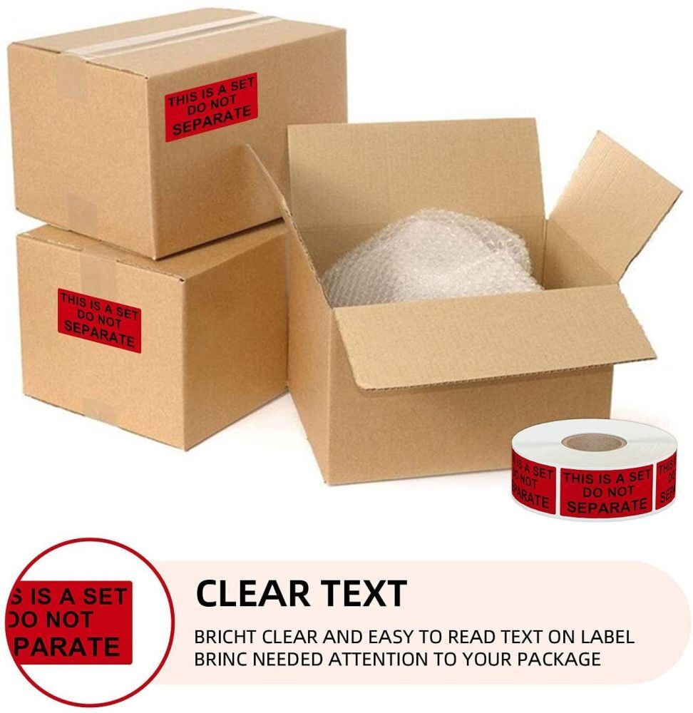 4 Rolls Red Warning Sticker THIS IS A SET DO NOT SEPARATE Packaging Labels 1X2