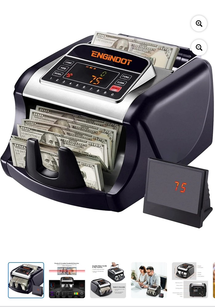 ENGiNDOT Money Counter Machine, Image Counterfeit Detection, Large LED Display