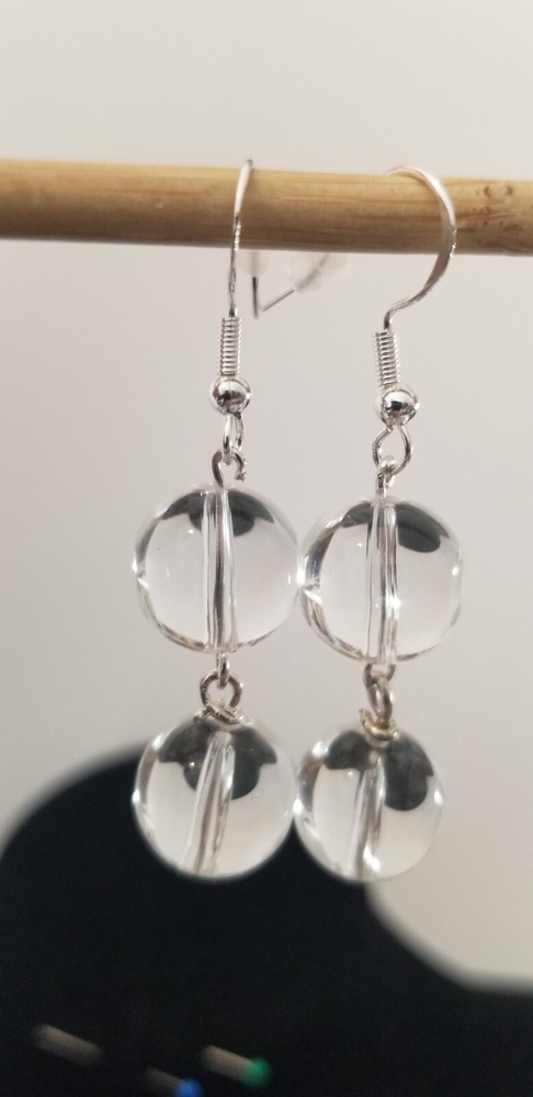 Vintage Elements Earrings made with 12mm Clear Rock Quartz dangle gem drops