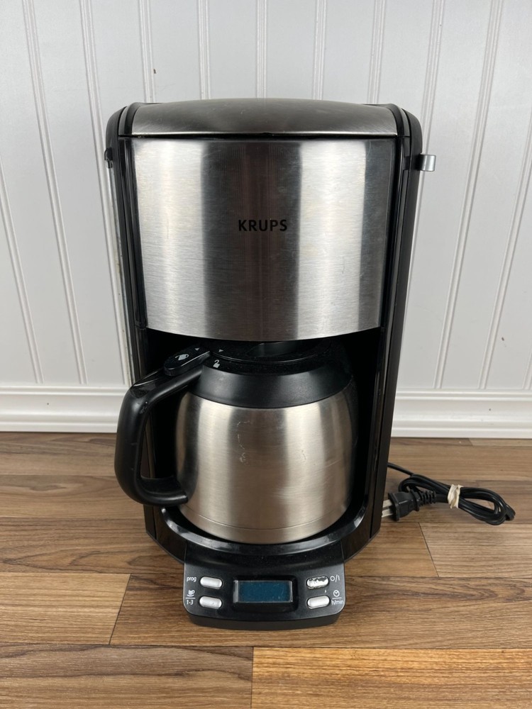 Krups Coffee Maker Stainless Programmable Drip Machine Thermal Carafe FMF5 10CUP