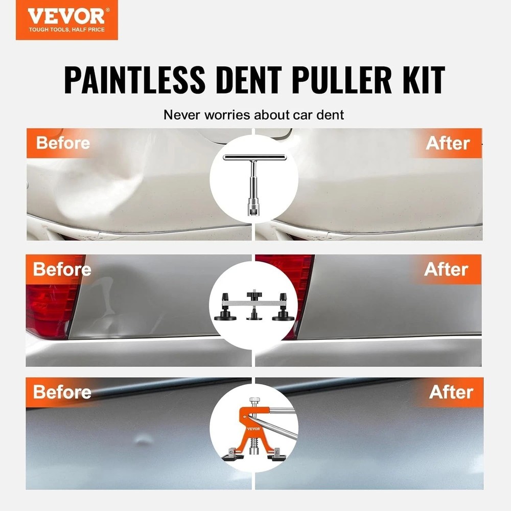 Versatile Dent Puller Set for Car Repairs, Includes Slide Hammer & Suction Cups