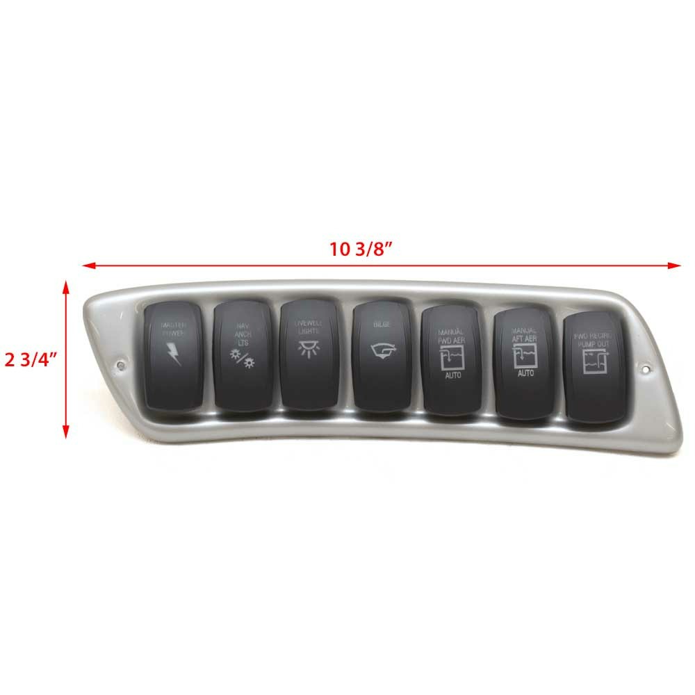 Tracker Boat Rocker Switch Panel | 7-Switch Metallic Silver