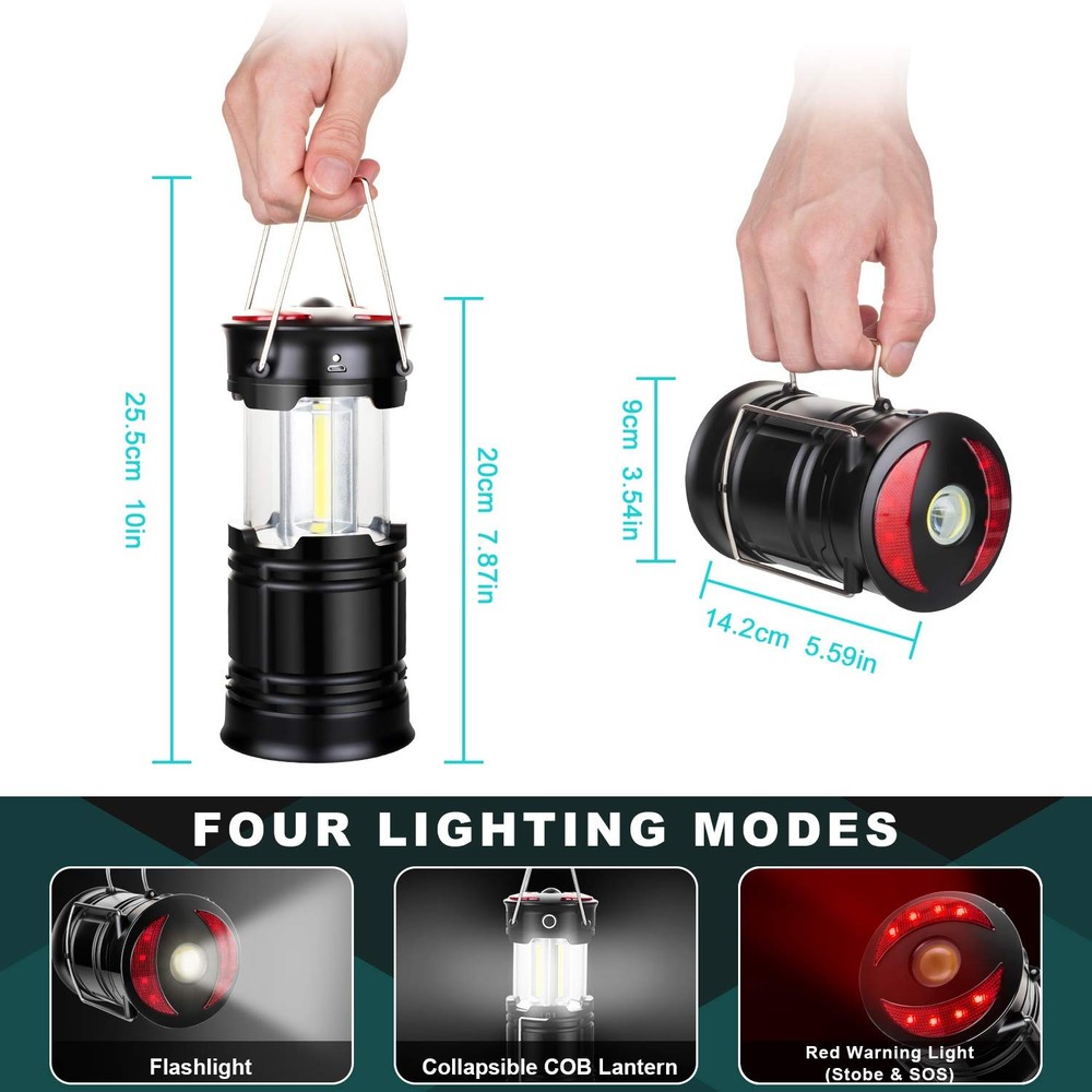 2 Pack Camping Lanterns Accessories USB Rechargeable and 2 Pack, Red