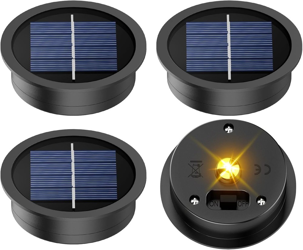 4 Pack Solar Light Replacement Top, 2.76 Inch Waterproof Solar Lantern Light Par