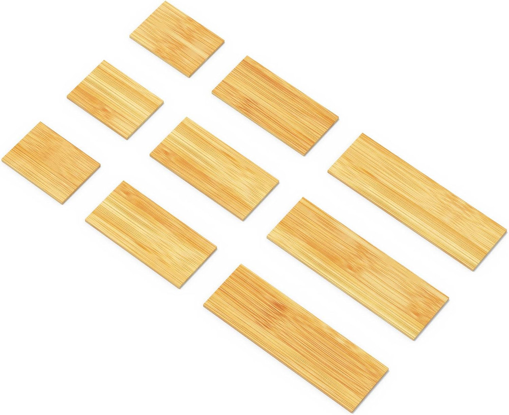 Bamboo Drawer Dividers Inserts, 3 Sizes, 9 Pack