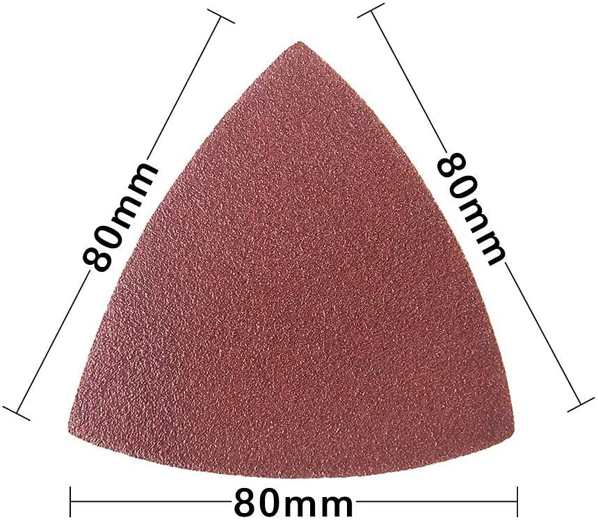 100PCS Triangle Sanding Pads for Oscillating Multi-Tool Hook Loop Sandpaper Disc