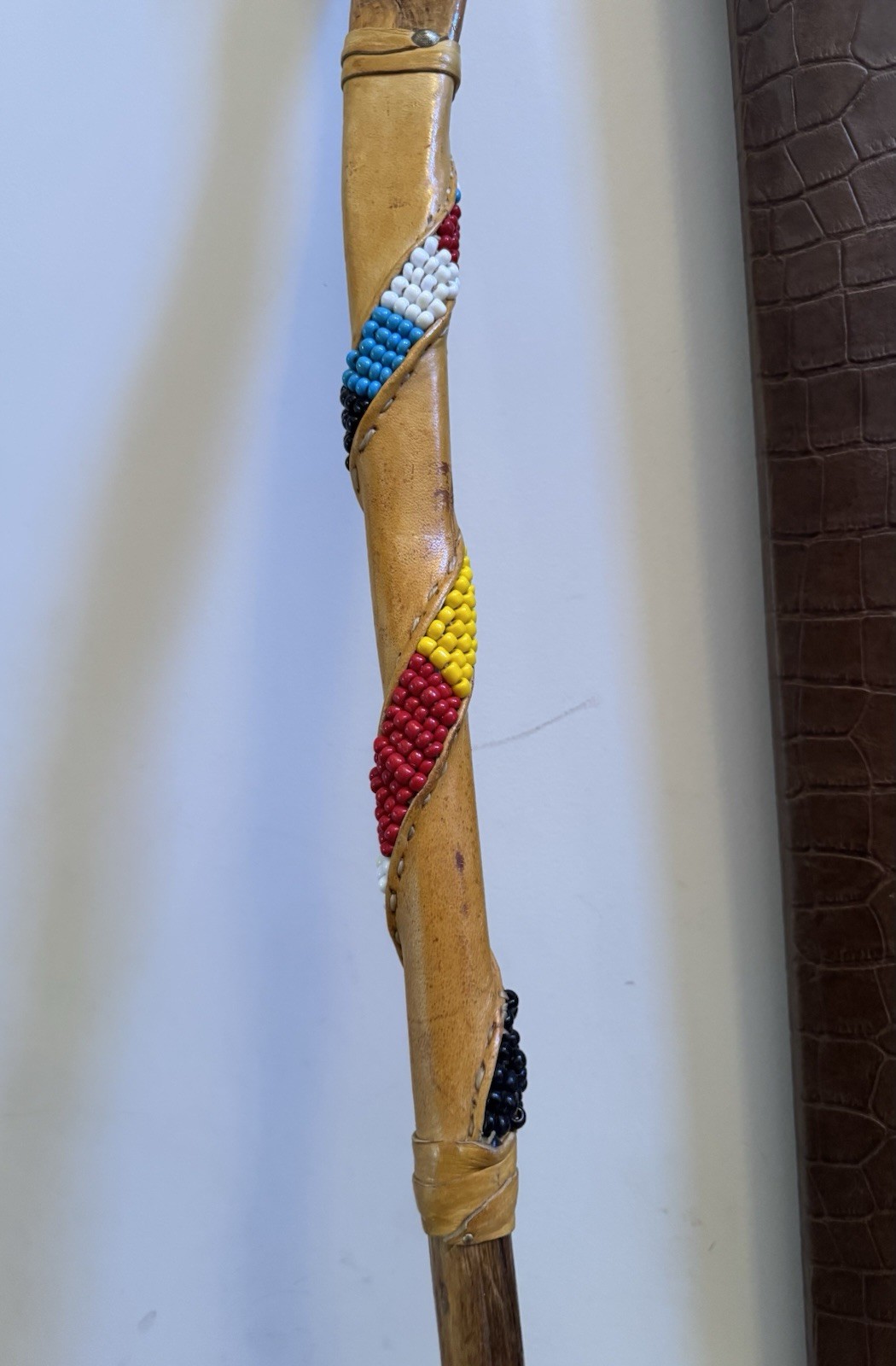 Vintage Handmade Unique Rare Indian Walking Cane Menominee Indian Tribe 41” Long